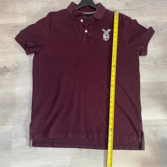 American Eagle Mens Vintage Classic Polo Shirt Burgundy Size M/L - Picture 6 of 12